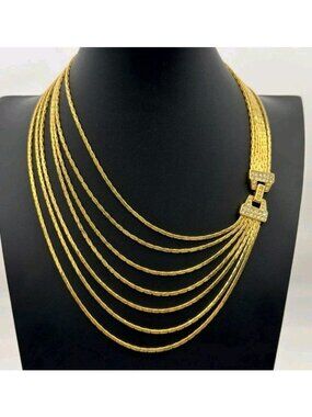 Vtg Nolan Miller Liquid Gold Chain Necklace Multi Strand Star Luster